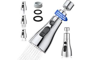 VIPA Adaptador Grifo Cocina - 3 Modos Ajustable - Aireador Grifo Cocina de 360º con Adaptador - Adaptador Universal para Grifos - Boquilla de Grifo Universal - Grifo Filtrado a Prueba de Salpicaduras.