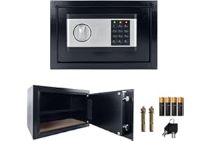 JNGLGO Elektronischer Safe Tresor Feuerfest Wasserdicht Möbeltresor Digitaler Tresor Wandtresor mit elektronischem Zahlenschloss & 2 Schlüsseln für Büros Hotels Zuhause 22L - 35 x 25 x 25 cm
