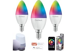 Lumiled 3 x Smart SAYO B35 żarówka LED E14 5 W (40 W) 450 lm, Wi-Fi, ściemniana, wielokolorowa, RGBW, Wi-Fi, timer, Smart Home, 16 mln kolorów, sterowanie za pomocą aplikacji, kompatybilna z Amazon