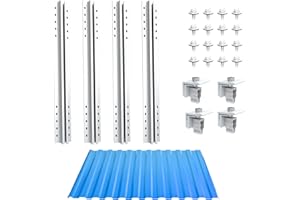 NuaSol Set di montaggio per tetto in lamiera fotovoltaica, supporto per 1 modulo, profilo a T, 40 cm, supporto per pannello solare con morsetto terminale e viti, adatto per pannelli solari da 30 e 35