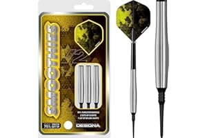 DESIGNA DARTS Smoothies V2 | 90% Tungsten Barrel Soft Tip Dart Set with Shafts and Flights, M3, 21g (D9007)