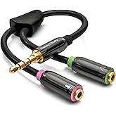 deleyCON Headphone Splitter per Cuffia - Cavo Adattatore Audio Jack Y Stereo - 1x Spinotto da 3,5mm a 2x Jack da 3,5mm - Conn