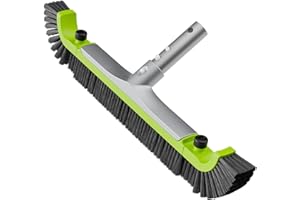 Sepetrel 20” Wide Pool Brush Head for Cleaning Pool Walls,Heavy Duty Inground/Above Ground Aluminum Swimming Pool Scrub Brushes with Curved Ends & Premium Strong Bristle,Green