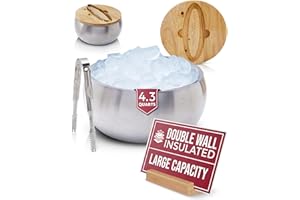 Gusto Nostro Cubitera Aislante con Tapa y Pinzas 4,1 L – Enfriador de Botellas de Acero Inoxidable de Doble Pared, Sin BPA – Mantiene el Champán, el Vino y la Cerveza Fríos para Fiestas