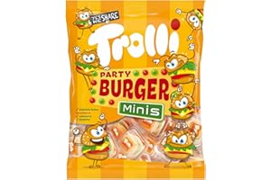 GÉNÉRIQUE Burger Minis - 17x10g dans 1 sachet - délicieuses bonbons en forme de mini hamburgers, parfaites pour toutes les occasions gourmandes - Compatible avec Trolli - 170g