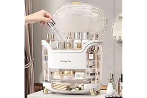 LZDMY Makeup Storage Organiser with Clear Lid, Skincare Organiser Drawers Beauty Holder Cosmetic Organisers for Bathroom, DressingTable Organisers Dustproof Waterproof