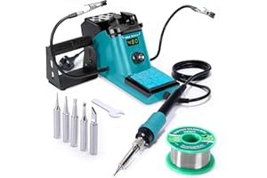 YIHUA 926LED III 60W Digital Display Soldering Iron Station Soldering Iron Kit with 2 Helping Hands, 5 Extra Soldering Iron Tips, Lead-Free Solder Wire, Auto Sleep & Calibration Support (UK Plug)