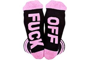 Himozoo Unisex FUCK OFF Socks, Funny Casual Cotton Ribbed Knit Half Crew Socks Novelty Gifts for Women Men