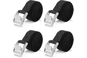Romon Cinghie di Fissaggio 4M, Set di 4 Cinghie a Cricchetto con Fibbia da 25MM, Sicura del Carico Resistenza Fino a 250KG, Cinghia di Ancoraggio con Chiusura per Moto Bicicletta Truck