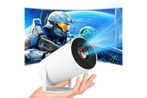 PAZHONZ Mini proiettore 4K Supporto Android 11 2 GB RAM 16 GB ROM WIFI 6 BT 5.4 40"-130'' Proiezione Correzione Automatica della Distorsione Trapezoidale Proiettore Girevole a 180° (Bianco)
