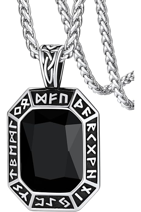 Pendentif Homme Collier Viking Odin - Acier Inox 316L - Amulette Nordique - Cadeau Original Collier Acier Inoxydable Femme