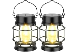 SOLARBABY Métal Lanterne Solaire Extérieure Jardin, Ip65 Imperméable Lampe Solaire Extérieure en Suspendue Lanterne Extérieure Lampe Solaire Jardin Décorative Patio Balcon Maison Jardin,Paquet de 2