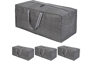 VENO Pack de 4 Bolsas de Mudanza, Almacenamiento Extra Grande con Correas de Mochila, Cremalleras y Asas Resistentes. Bolsas de Lavandería para Guardar Ropa y Embalar(Gris, Pack de 4)