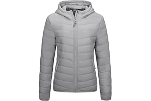 Outdoor Ventures Damen Steppjacke Leichte Packbare Übergangsjacke Warme Winterjacke mit Kapuze für Frauen Gefüttert Pufferjacke mit Taschen für Freizeit Wandern Reisen