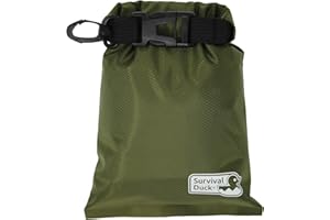 Survival Duck 1L Lightweight Dry Sack, Small Waterproof Dry Bag 1 Litre, Perfect for Keys, Cash Wallet (Olive Green)