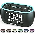 BUFFBEE Radio Bedroom Alarm Clock with 7 Colour Night Lights, Dual Alarm, Snooze, Dimmer, USB Port, Sleep Timer, Digital Alarm Clock with FM Radio and Night Timer