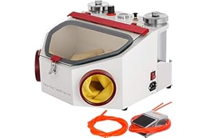 VEVOR Sabbiatrice Laboratorio Odontotecnico, 220V/60HZ Sabbiatrice Dentale con 2 Penne in Metallo e Ceramica, Sabbiatrice da Banco con LED e Grande Finestra di Visualizzazione per Porcellana, Gioielli
