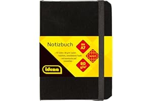 ‎IDENA Idena 209283 - Notatnik DIN A7, kwadratowy, papier kremowy, 192 strony, 80 g/m², twarda okładka w kolorze czarnym, 1 szt.