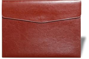 RISEPLUS Porte Documents A4 en Cuir PU Étanche avec Bouton Métallique ， Pochette Élégante et Résistante, Capacité 100 Feuilles, Porte-Vue Grand Format pour Bureau, Documents Administratifs et Livret de Voiture