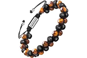 murtoo Bracelet en Pierre Naturelle pour Les Hommes, Braceletréglable de perlesavec Huile Essentielle Yoga comme Diffuser Bracelet pour Hommes
