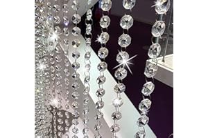 KIPETTO 10 m Crystal Beads Garland Crystal Beads Curtains Strands Crystal Chain for Wedding Birthday Party Christmas Decoration