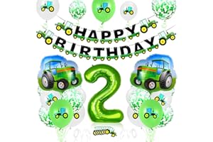 BLUELVES Traktor Geburtstag Geko 2 Jahre, Traktor Luftballon 2 Jahre Geburtstagsdeko Junge Trecker, Traktors Ballons für Kindergeburtstag Party Deko