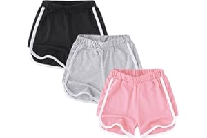 GENTABY Pantaloncini da bambina Gym Running Cotone Pantaloni Estivi Danza Casual Wear 3 Pack 2-12 anni Ragazza Pantaloncini Neri Bambini Pantaloni Atletici