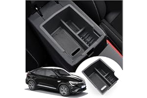 LFOTPP Renaul*t Arkana 2021 2022 Boîte de Rangement pour Accoudoir, Console Centrale Organiseur d'accoudoir, Accessoires avec Tapis Antidérapant (Noir)