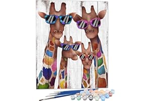 SULISO Peinture par Numero Adulte, Kit Peinture Adulte Enfant Comprend des Peintures Acryliques et des Pinceaux Sans Cadre,Maison de la girafe 40x50 cm