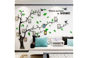 GUANGMU Stickers Muraux Arbre 3D Bricolage Stickers muraux Autocollants muraux Arbre Arts Décorations pour le Salon Chambre Chambre à coucher (G Vert Droite,L: 175 * 230CM)