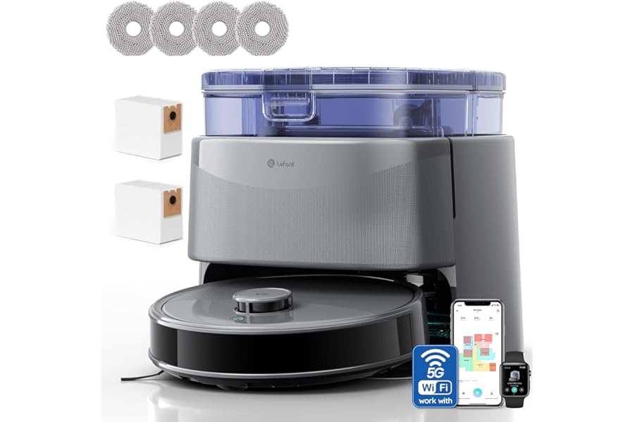 LEFANT M3 Ultra Robot Vacuum Cleaner and Floor Scrubber with Mapping, Laser dToF 360°, Suction 23000Pa, 75°C Rotating Mop with Drying, Self-Draining 3.2L, PSD Avoidance, WiFi 2.4G/5G, Alexa/App