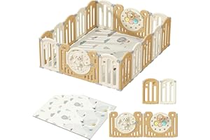 ZKIPRM Kojec dla niemowląt, składany, antypoślizgowy, stabilny, XXL, z zabezpieczeniem przed dziećmi, regulowany kształt, skrócone do przechowywania, ustawienia antypoślizgowe 8-16