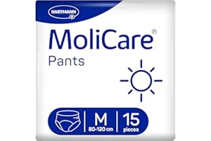 MoliCare Pants Day: mutande per incontinenza per una discreta protezione durante il giorno in caso di incontinenza moderata, taglia M (circonferenza fianchi 80-120 cm), 15 pezzi