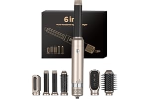 ‎OKWRAP Airstyler 6 in 1 Haartrockner,1000w Hairstyler Set mit Lockenstab, Glättbürste, Lockenhaar mit Luft, Geben Sie dem Haar Volumen, Glätten, Locken und Föhnen Sie Trockenes Haar