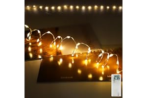 AGOTD Mini catena luminosa a LED, 2,5 cm, distanza dalla luce, 30 LED, luce bianca calda, funzionamento a batteria, con timer, 75 cm, per feste, matrimoni, Natale, decorazione