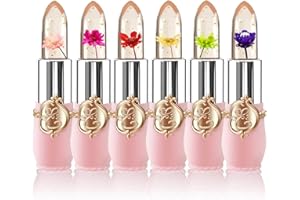 HOPHAT 6 Packs Flower Jelly Lippenstift Set Magic Temperature Farbwechsel Lippenbalsam Langanhaltende Feuchtigkeitscreme Aloe Vera Flower Jelly Lippenstift Makeup Set (6 PCS SetA)