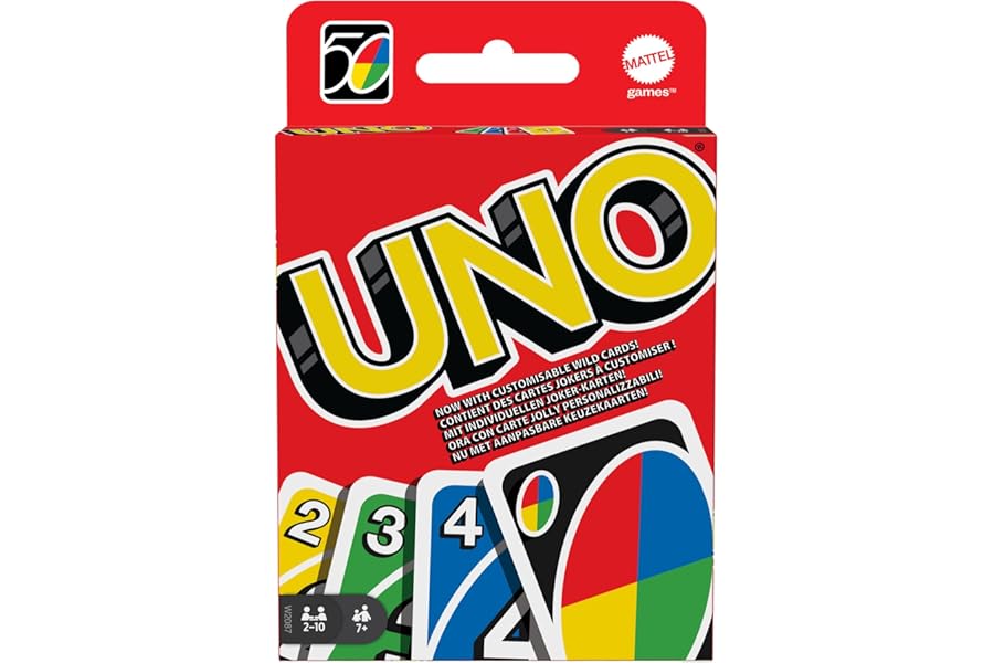 Mattel Games UNO, Classic Card Game for Kids and Adults for Family Game Night, Use as a Travel Game or Engaging Gift for Kids, 2 to 10 Players, Ages 7 and Up, W2087