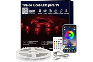 SANSUN Tira de luces LED para TV, kit de retroiluminación USB de TV con control remoto, sincronización de control de aplicación con música, iluminación LED RGB para HDTV (3m para TV de 45 a 60 pulgadas)