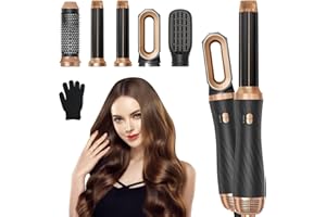 Anluomania Warmluftbürste Set, Airstyler Set 1000W, Air styler, Hair Styler mit 5 Ersatz, Haarstyler, Hairstyler, Airflow Lockenstab, Haartrockner, Föhnbürste für Glätten, Trocknen, Volumen, Locken