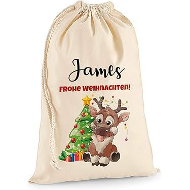 Weihnachtsstrumpf Mit Eichhörnchen & Rentier – 45,7 X 25,4 Cm, Weiß, Gestickt, Maschinenwaschbar