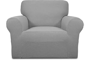 Greatime Stretch Sofabezug Sofaüberwurf Möbelschutz Sofaüberzug Couchbezug Couch Schild Sofahusse Weich mit Gummiband Schaumstreifen (Hellgrau,1-Sitzer)