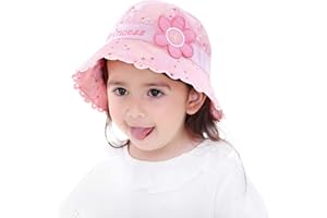 ANIMQUE Niñas Sombrero de Sol Princesa Rosa Lindo Gorro de Pescador para Bebé Algodón Protección Sombra Sombrero Verano Niños Playa Sombrero 0-5 Años