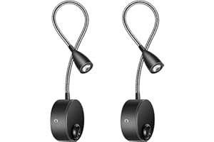 ‎LEDMO ledmo Leselampe Wandmontage LED Bett Leseleuchte 3W Bettleuchte Schwanenhals Lampe warmweiß 2 Pack Hell Nachtbeleuchtung Leselicht Wandlampe für Schlafzimmer