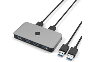 USB 3.0 Switch Wahlschalter, Cateck 2 Computer teilen sich 4 USB Geräte. USB 3.0 Peripherie Umschaltbox, Hub für Drucker, Tastatur, Maus, Scanner, PCs mit Einknopf Umschaltung und USB A an USB A Kabel