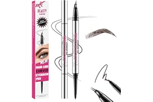 BEAUTY GLAZED Stylo à sourcils incurvé, crayon à sourcils 2-en-1 à double extrémité avec pointe micro à 2 griffes et pointe ultra fine, pour créer des sourcils naturels comme des cheveux (#03 MARRON FONCÉ)
