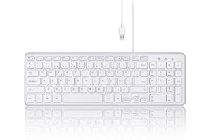 Perixx PERIBOARD-213W Teclado de Tijera USB silencioso con Cable - Diseño Compacto con Teclado numérico - Blanco - QWERTY Español con Ñ