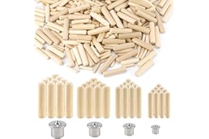 QGGTQG Juego de tacos de madera surtidos, 500 unidades, M6, M8, M10, M12, juego de pasadores de centrado, tacos redondos de haya para artesanos de muebles, bricolaje (M12, M6)