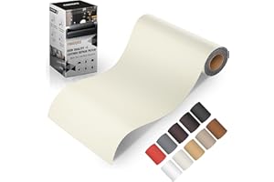 FBKOQKU Patch de Réparation en Cuir, 10 x 200cm Reparation autocollant cuir, Patch Cuir Auto-adhésif rénovation pour Canapé, Siège, Vestes, Artisanat（Blanc ivoire）