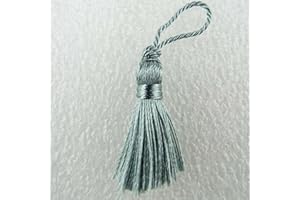 TURNER BROWNE CRAFTS 19 COLOUR 35mm 40mm Length Shiny Rayon Small Mini Keys Gifts BUY 4 8 Tassels 032, 16 Silver Blue, Pack of 4
