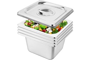 DAJAVE 4-teilig Panierschalen Set, Gn 1/6 Behälter, 17,5 x 16,5 x 10 cm Panierset für Koteletts, Gastronormbehälter Edelstahl mit deckel, Panierstrasse groß Set Ideal zum Überziehen und Servieren